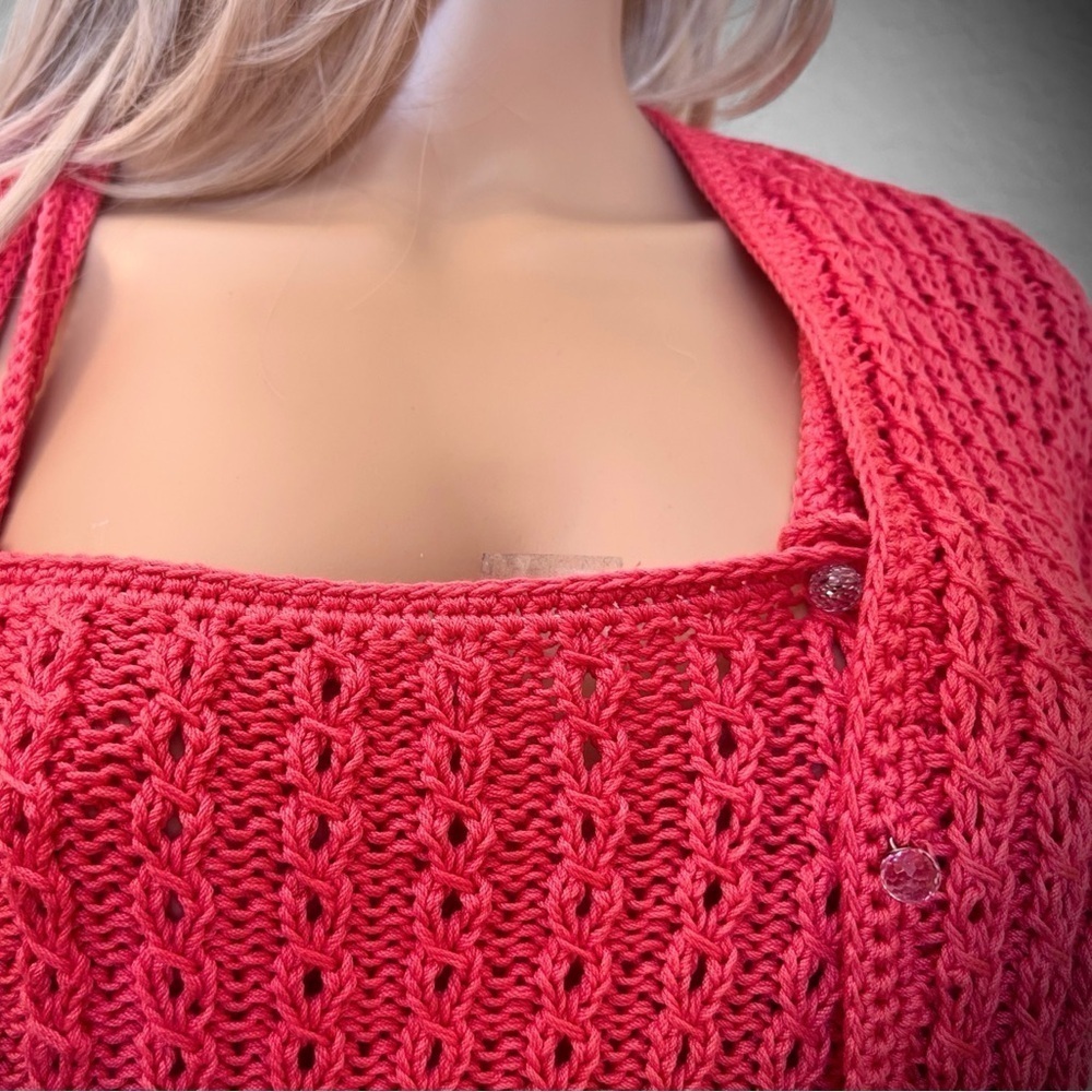 PEICE OF VERSAILLES PARIS.Handmade Sweater Set Coral SzM See Special Description - Picture 2 of 8